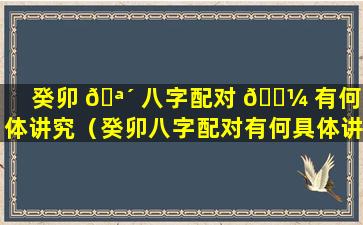 癸卯 🪴 八字配对 🌼 有何具体讲究（癸卯八字配对有何具体讲究呢）